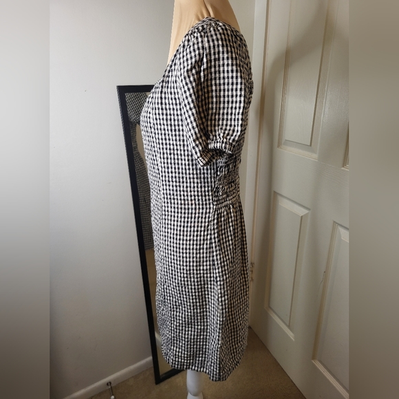 Sincerely Jules - Black and White Plaid Square Neckline Dress, Size L - Picture 4 of 6